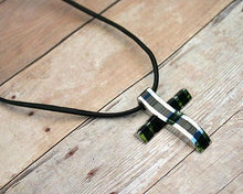 Load image into Gallery viewer, Leather Necklace With Modern Black Titanium Stainless Steel Cross - sunnybeachjewelry
