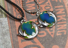 Load image into Gallery viewer, Leather Necklace With Modern Mood Changing Dolphins Pendant - sunnybeachjewelry