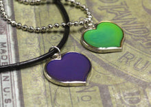 Load image into Gallery viewer, Leather Necklace With Modern Mood Changing Heart Pendant - sunnybeachjewelry