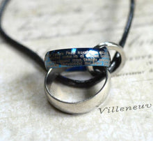 Load image into Gallery viewer, Leather Necklace With Modern Stainless Steel Blue Ring - sunnybeachjewelry