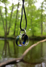 Load image into Gallery viewer, Leather Necklace With Modern Stainless Steel Blue Ring - sunnybeachjewelry