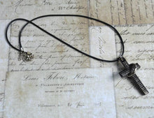 Load image into Gallery viewer, Leather Necklace With Modern Stainless Steel Cross - sunnybeachjewelry