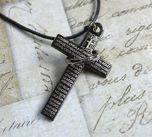 Load image into Gallery viewer, Leather Necklace With Modern Stainless Steel Cross - sunnybeachjewelry