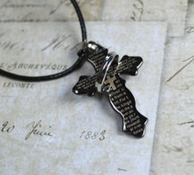 Load image into Gallery viewer, Leather Necklace With Modern Stainless Steel Cross - sunnybeachjewelry