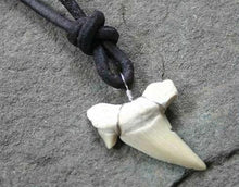 Load image into Gallery viewer, Leather Surfer Necklace Handmade Light Shark Tooth - sunnybeachjewelry