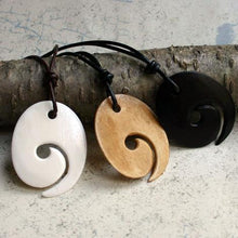 Load image into Gallery viewer, Leather Surfer Necklace With Large Maori Fish Hook Koru - sunnybeachjewelry