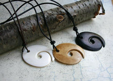 Load image into Gallery viewer, Leather Surfer Necklace With Large Maori Fish Hook Koru - sunnybeachjewelry