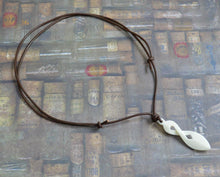 Load image into Gallery viewer, Leather Surfer Necklace With Maori Fish Hook Twist - sunnybeachjewelry