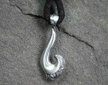 Load image into Gallery viewer, Leather Surfer Necklace With Pewter Fish Hook - sunnybeachjewelry