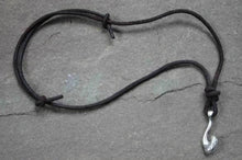 Load image into Gallery viewer, Leather Surfer Necklace With Pewter Fish Hook - sunnybeachjewelry