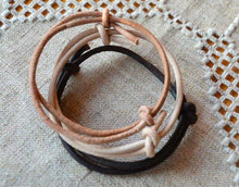 Load image into Gallery viewer, Leather Wrap Bracelet Surfer Style 3mm Distressed Leather - sunnybeachjewelry