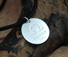 Load image into Gallery viewer, Libra Zodiac Sign Leather Necklace Astrology Gift - sunnybeachjewelry