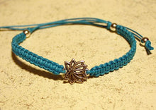 Load image into Gallery viewer, Lotus Yoga Friendship Bracelet Silver Flower Charm On Cotton Cord - sunnybeachjewelry