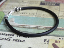Load image into Gallery viewer, Mens Bracelet Black Rubber Leather Like - sunnybeachjewelry