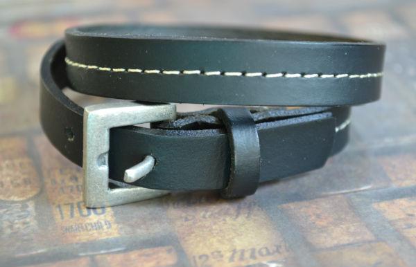 Triple Leather Wrap Bracelet with Clip