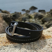 Load image into Gallery viewer, Mens Wrap Bracelet Black Leather Triple Wraps Buckle Closure - sunnybeachjewelry