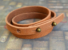 Load image into Gallery viewer, Mens Wrap Bracelet Light Brown Leather Triple Wraps Slit Closure - sunnybeachjewelry