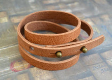 Load image into Gallery viewer, Mens Wrap Bracelet Light Brown Leather Triple Wraps Slit Closure - sunnybeachjewelry
