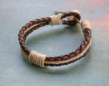 Load image into Gallery viewer, Natural Leather And Hemp Bracelet Brown - sunnybeachjewelry