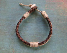 Load image into Gallery viewer, Natural Leather And Hemp Bracelet Brown - sunnybeachjewelry