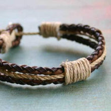 Load image into Gallery viewer, Natural Leather And Hemp Bracelet Brown - sunnybeachjewelry