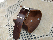Load image into Gallery viewer, Natural Leather Bracelet Wide Brown - sunnybeachjewelry