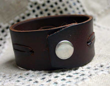 Load image into Gallery viewer, Natural Leather Bracelet Wide Laced Brown - sunnybeachjewelry