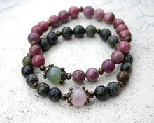 Load image into Gallery viewer, Rhodinite Green Aventurine Yoga Mala Bracelet - sunnybeachjewelry