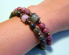 Load image into Gallery viewer, Rhodinite Green Aventurine Yoga Mala Bracelet - sunnybeachjewelry