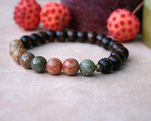 Load image into Gallery viewer, Root Chakra Yoga Bracelet Energy Power Autumn Jasper Brown Wood - sunnybeachjewelry