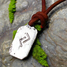 Load image into Gallery viewer, Rune Jera Necklace Leather Harvest Talisman - sunnybeachjewelry