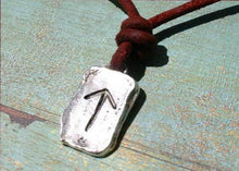 Load image into Gallery viewer, Rune Tiwaz Necklace Leather Warrior Talisman - sunnybeachjewelry