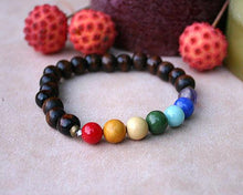 Load image into Gallery viewer, Seven Chakras Yoga Bracelet Energy Power Brown Wood - sunnybeachjewelry