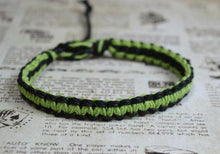 Load image into Gallery viewer, Surfer Hemp Bracelet Flat Black Lime Green - sunnybeachjewelry