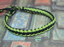 Load image into Gallery viewer, Surfer Hemp Bracelet Flat Black Lime Green - sunnybeachjewelry