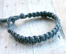 Load image into Gallery viewer, Surfer Hemp Bracelet Flat Grey - sunnybeachjewelry