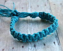 Load image into Gallery viewer, Surfer Hemp Bracelet Flat Turquoise Blue - sunnybeachjewelry
