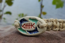 Load image into Gallery viewer, Surfer Hemp Bracelet Phatty Ceramic Fish - sunnybeachjewelry