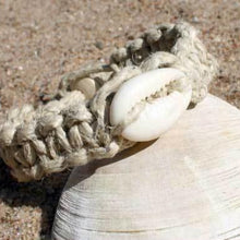 Load image into Gallery viewer, Surfer Hemp Bracelet Phatty Flat Cowrie Shell - sunnybeachjewelry