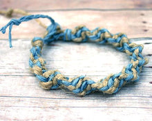 Load image into Gallery viewer, Surfer Hemp Bracelet Twist Light Blue Natural - sunnybeachjewelry
