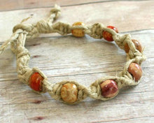 Load image into Gallery viewer, Surfer Hemp Bracelet Twist Natural With Beads - sunnybeachjewelry