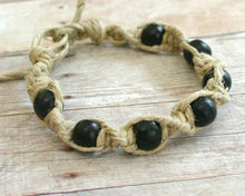 Load image into Gallery viewer, Surfer Hemp Bracelet Twist Natural With Beads - sunnybeachjewelry