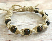 Load image into Gallery viewer, Surfer Hemp Bracelet Twist Natural With Beads - sunnybeachjewelry
