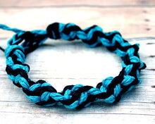 Load image into Gallery viewer, Surfer Hemp Bracelet Twist Turquoise Blue Black - sunnybeachjewelry