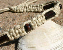 Load image into Gallery viewer, Surfer Phatty Thick Hemp Necklace Brown Beads - sunnybeachjewelry