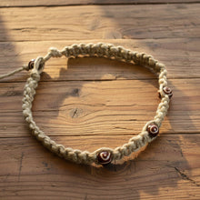 Load image into Gallery viewer, Surfer Phatty Thick Hemp Necklace Carved Brown Bone Beads - sunnybeachjewelry