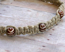 Load image into Gallery viewer, Surfer Phatty Thick Hemp Necklace Carved Brown Bone Beads - sunnybeachjewelry