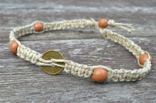 Load image into Gallery viewer, Surfer Phatty Thick Hemp Necklace Chinese Coin - sunnybeachjewelry