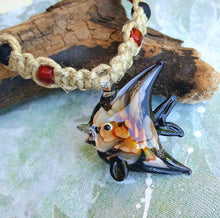 Load image into Gallery viewer, Surfer Phatty Thick Hemp Necklace Glass Fish - sunnybeachjewelry