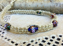 Load image into Gallery viewer, Surfer Phatty Thick Hemp Necklace Glass Flower Beads - sunnybeachjewelry